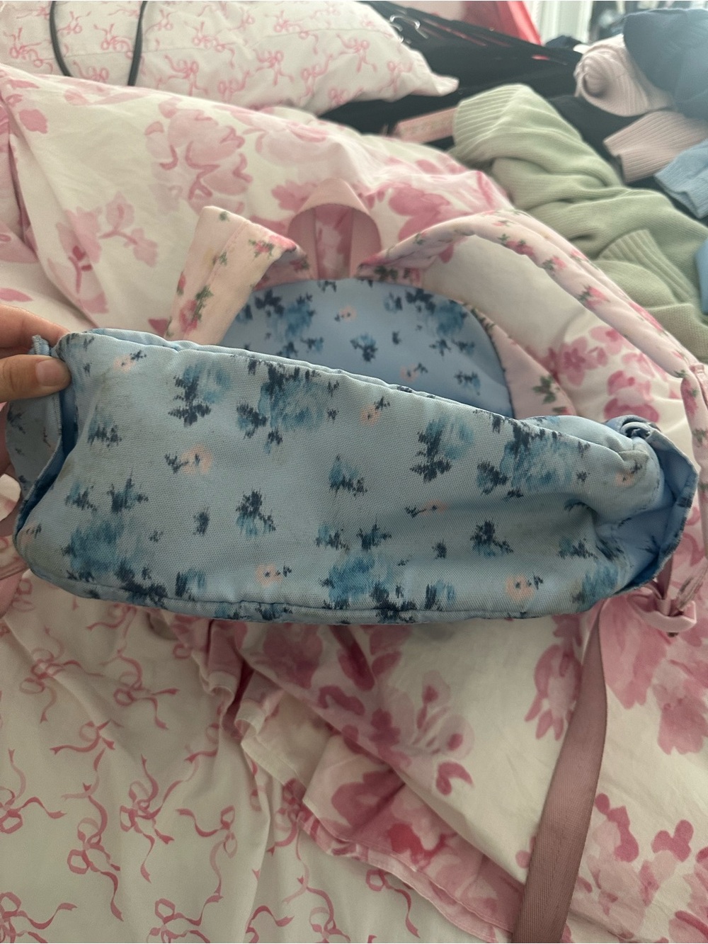 STATE Pink and Blue Floral Canvas Backpack LoveShackFancy collaboration - Picture 3 of 4